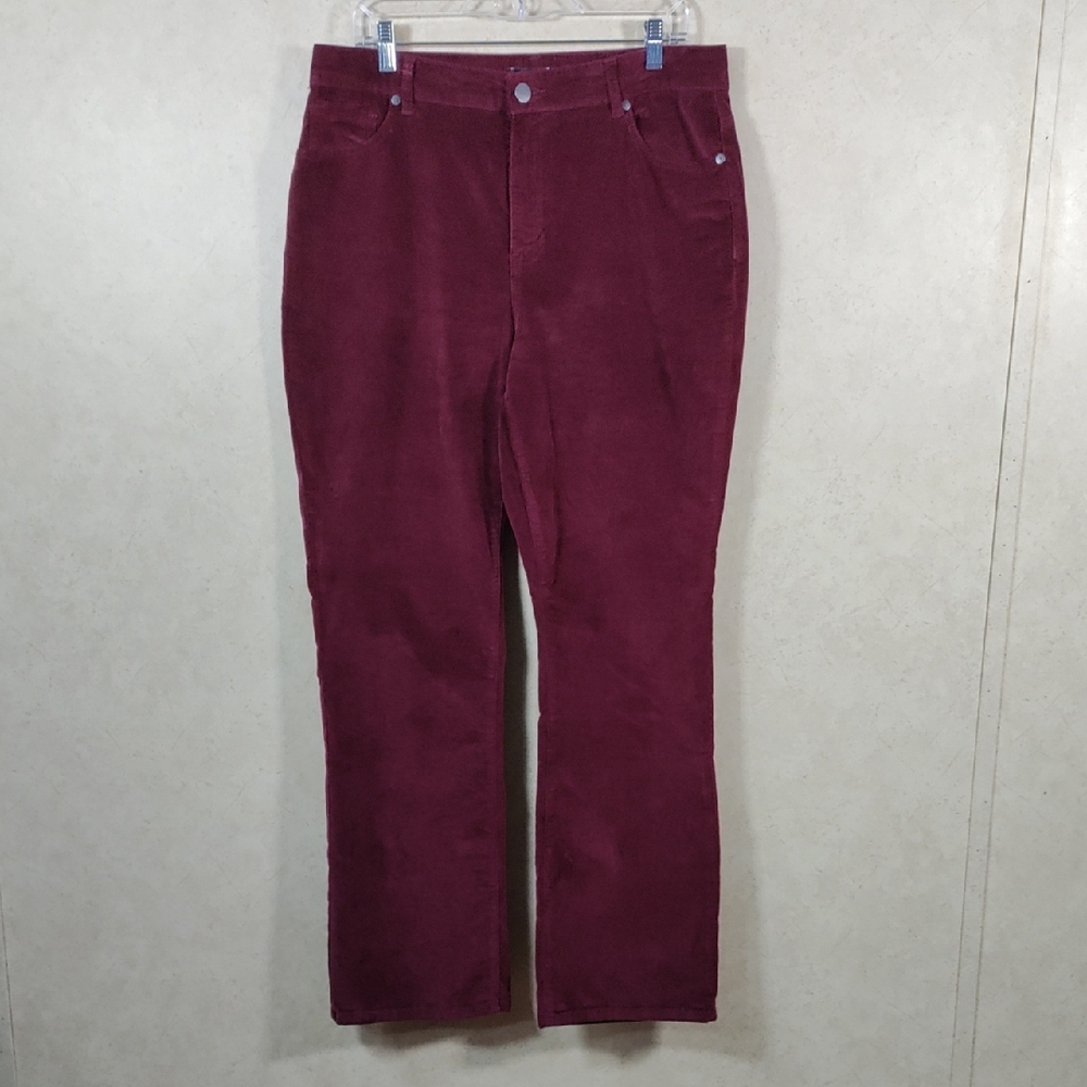 H197 Jones & Co Jones New York maroon velvet jeans 14
